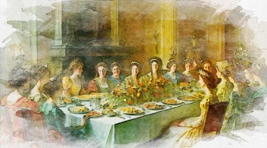 Bữa tiệc tối tràn ngập hoa của Hoàng gia Tudor với sáu người vợ của Vua Henry VIII