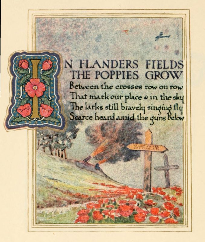 In Flanders Fields (1921) – Trong cánh đồng, với bìa sách hoa anh túc